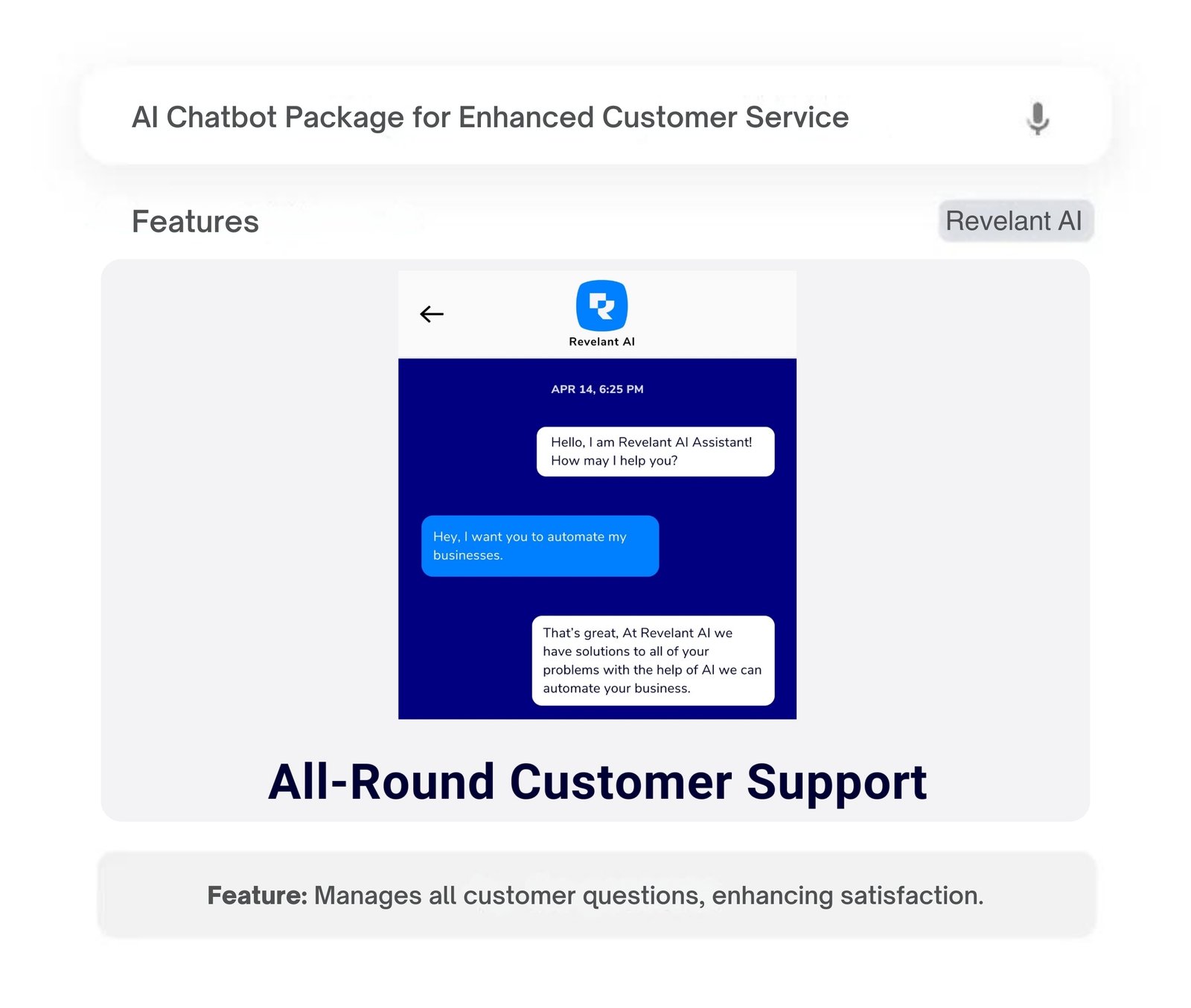 AI chatbot interface providing all-round customer support by managing a wide range of queries.