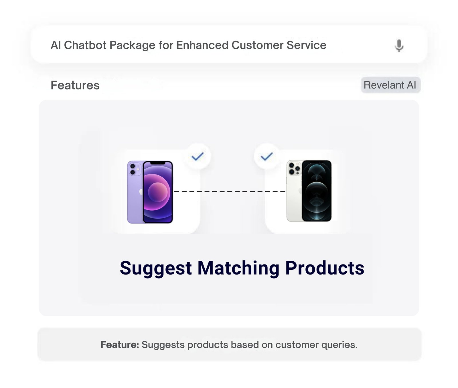 AI chatbot feature for suggesting matching products based on customer queries.